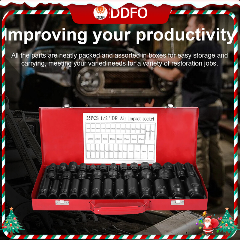35PCS 12 8-32mm Metric Drive Deep Impact Socket Tool Set Garage Chrome  from ddf the best price
