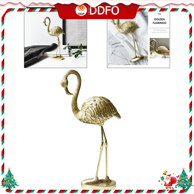 Gold Flamingo Figurine Statue Resin Animal Sculpture Artwork Home Decor B from ddf the best price
