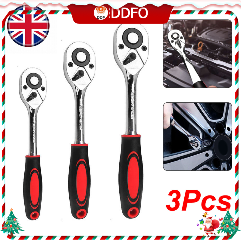 3 PIECE RATCHET SET 14 38 12 INCH DRIVE WRENCH HANDLE SOCKET NEW 23-73 from ddf the best price